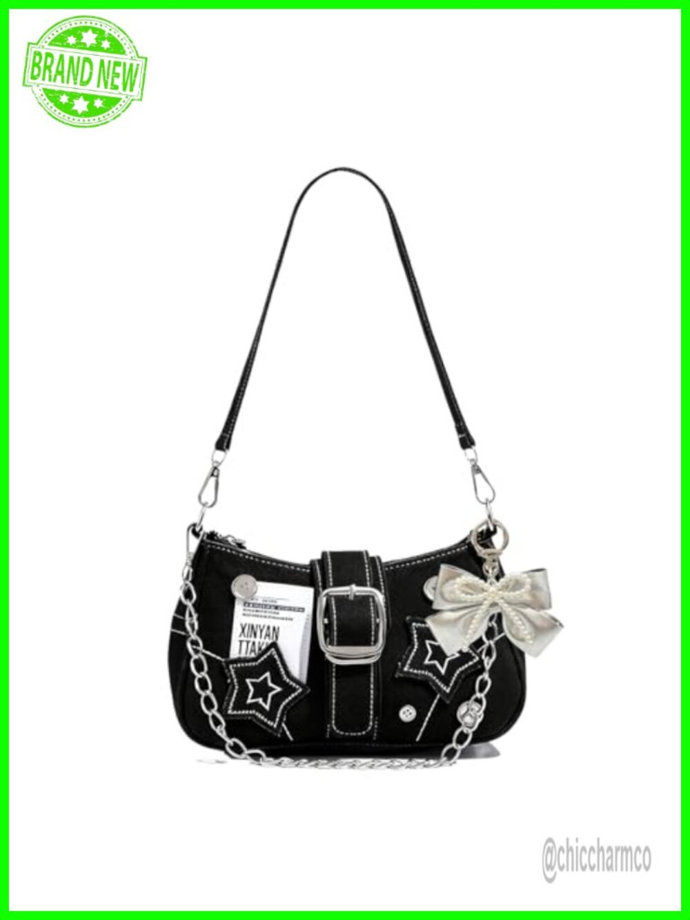 Y2K Star Satchel Shoulder Bag Distressed Punk Goth Crossbody Purse